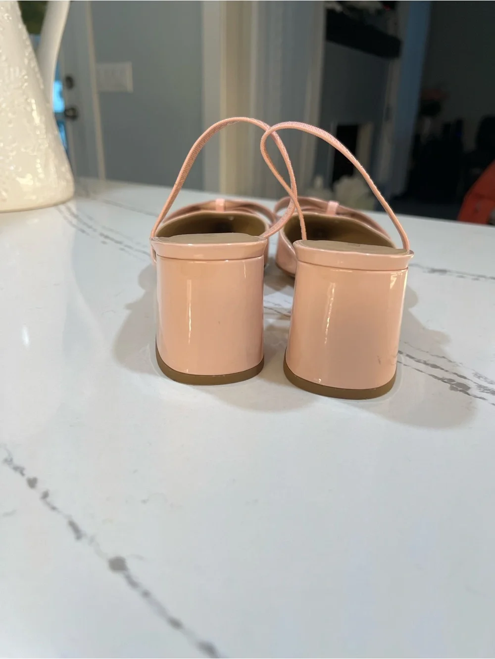 LK Bennett Patent Bow Pointed Slingback Heels in Blush Pink size 37 (6.5)